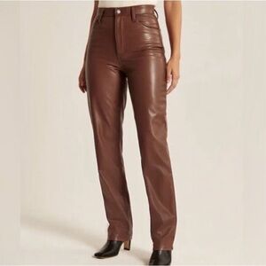 ABERCROMBIE & FITCH Brown Vegan Leather, The 90s Ultra High Rise (US 25)